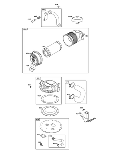 Air Cleaner Group Diagram and Parts List for 38E347-0112-G1 200000 - 399999 Briggs and Stratton Engine